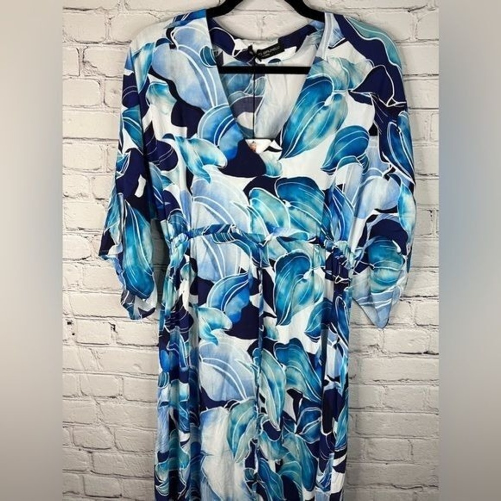 Pietro Brunelli Verbena Maternity Maxi Dress Short Slit Sleeve Blue White Floral - Picture 5 of 13